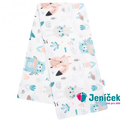 Flanelová plena s potiskem New Baby bílá zvířátka