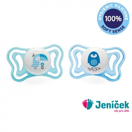CHICCO Šidítko Physio Light silikonové 2-6m chlapec - tukan/tučňák 2 ks
