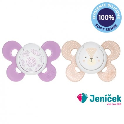 CHICCO Šidítko Physio Comfort silikonové 6-16m dívka - tečky/liška 2 ks