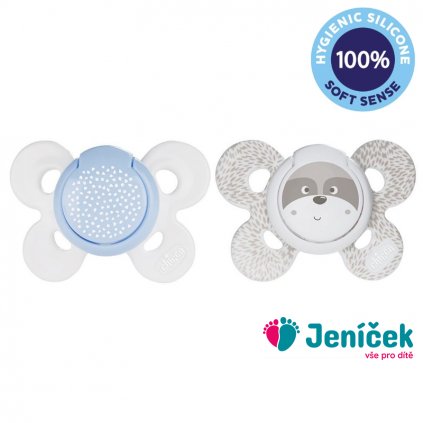 CHICCO Šidítko Physio Comfort silikonové 0-6m chlapec - tečky/mýval 2 ks