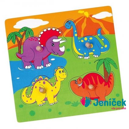 Dřevěné puzzle s úchyty pro nejmenší Viga Dino