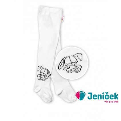 Baby Nellys Dětské bavlněné punčocháče Cute Bunny - bílé, vel. 80/86