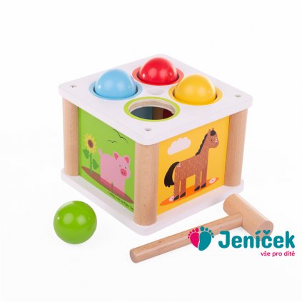 Bigjigs Baby Dřevěná zatloukačka Farma