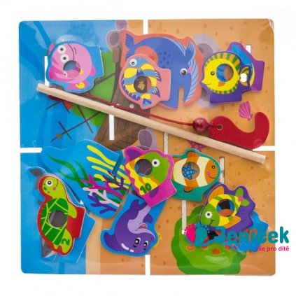 Tulimi Dřevěné zábavné puzzle, na chytání a vkládaní - rybičky