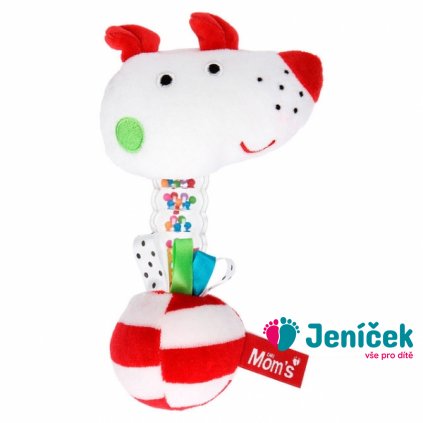 Hencz Toys Edukační chrastítko pejsek Momsík - bílo/červený