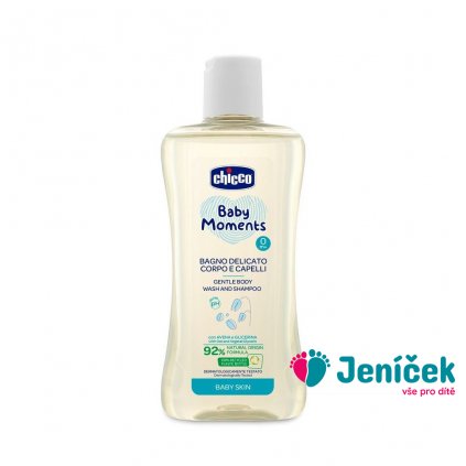 CHICCO Šampon jemný na vlasy a tělo Baby Moments 92 % přírodních složek 200 ml
