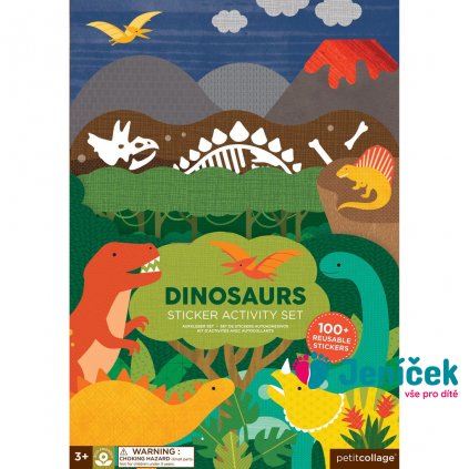 Petit Collage Znovupoužitelné samolepky se scénou Dinosauři