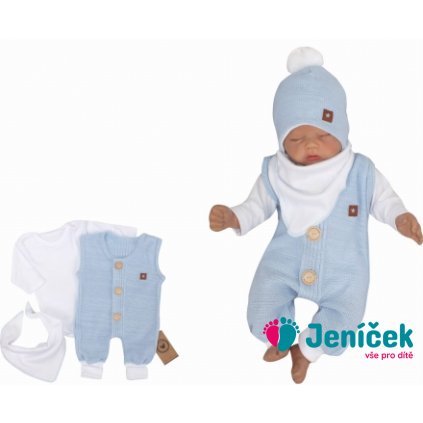 124211 219294 z z 3 dilna soupravicka body dupacky s knoflicky a satek bila modra