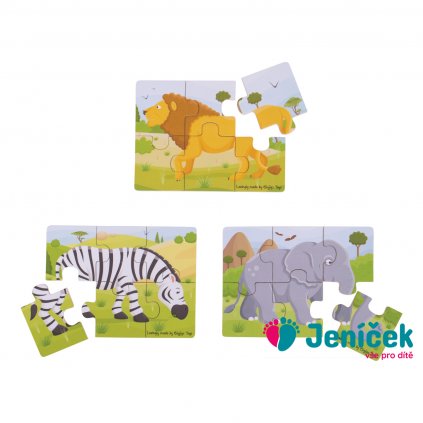 Bigjigs Toys Puzzle 3v1 safari zvířátka