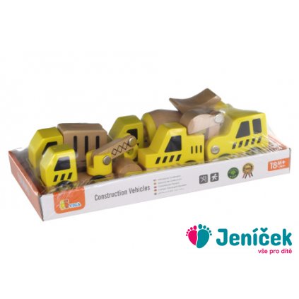 Dřevěný set stavebních aut