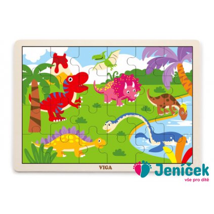 Dřevěné puzzle 16 dílků - dinosauři