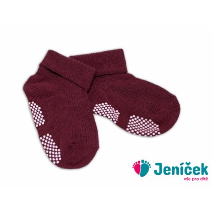 Kojenecké ponožky, 0-12 m, Risocks protiskluzové - bordo