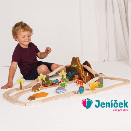 Bigjigs Rail Dřevěná vláčkodráha dinosauři