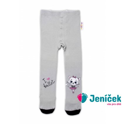 Baby Nellys Bavlněné punčocháče Kočička - šedé, vel. 92/98