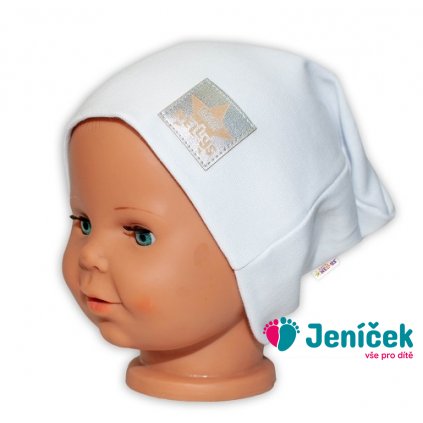 Baby Nellys Hand Made Dětská funkční čepice s dvojitým lemem - bílá V