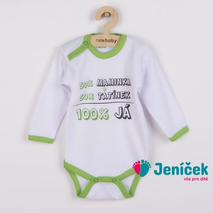 Body s potiskem New Baby 50% MAMINKA + 50% TATÍNEK - 100% JÁ zelené