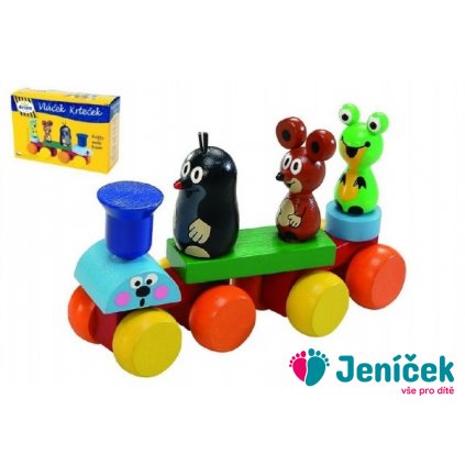 Vlak Krtek dřevo 15cm v krabičce