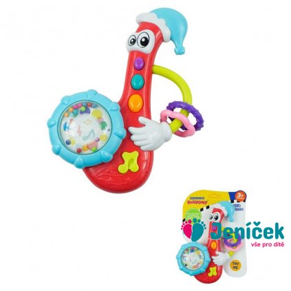 Dětské chrastítko Baby Mix s melodií saxofon červený