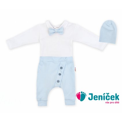 Baby Nellys 3-dílná sada Hubert, body s motýlkem, tepláčky a čepička - sv. modrá, vel. 98