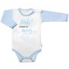 Body dlouhý rukáv s vtipným textem Baby Nellys, Haló! Já jsem tu nový, vel. 68, kluk