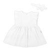 Baby Nellys 2-dílná sada mušelínové šatičky + čelenka, bílé vel. 62