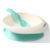 BabyOno Miska s přísavkou a lžičkou - bílá, tyrkys