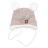 Pletená zimní čepice s kožíškem a šátkem Star, béžová, vel. 68/74