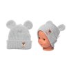 Pletená bavlněná čepice s oušky, dvouvrstvá, Hand Made Baby Nellys, šedá