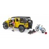 Bruder Jeep Wrangler Rubicon s cyklistou a kolem