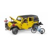 Bruder Jeep Wrangler Rubicon s cyklistou a kolem