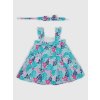 Baby květované šaty s čelenkou Modrá