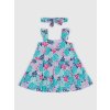 Baby květované šaty s čelenkou Modrá