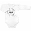 Body dlouhý rukáv Made with love, Baby Nellys, bílé