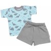 Tričko, krátký rukáv + kraťásky, 2D, Baby Nellys, Dino, bavlna, modrá/šedá, vel. 98