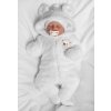 Chlupáčkový overal Luna s kapucí + rukavičky, Baby Nellys, Medvídek, bílý