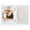 Sada na otisk miminka -dvojitý rámeček s modelínou pro otisk ručičky nebo nožičky, bílý