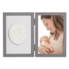 Sada na otisk miminka -dvojitý rámeček s modelínou pro otisk ručičky nebo nožičky, šedý