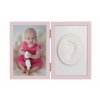 Sada na otisk miminka -dvojitý rámeček s modelínou pro otisk ručičky nebo nožičky, růžový