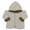 Pletený dětský kabátek/bundička s kapucí Star, oboustranný - hnědý, béžový, vel. 62