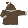 Pletený dětský kabátek/bundička s kapucí Star, oboustranný - hnědý, béžový, vel. 62
