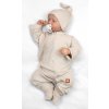 Rostoucí žebrovaný overálek, čepička a botičky, 3D, Nature - sv. béžová