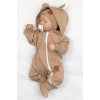 Rostoucí teplákový overal pro miminko, čepice, botky, 3D, Nature - karamelová