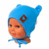 Bavlněná dvouvrstvá čepice s oušky na zavazování TEDDY - modrá, Baby Nellys