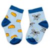 Baby Nellys Bavlněné veselé ponožky Myška a sýr - světle modré, vel. 122/128