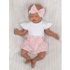 Z&Z 3-dílná sada body kr. rukáv, kraťásky, čelenka s mašlí - růžová, bílá v
