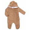 Baby Nellys Kombinézka/overálek MINKY s kapucí a oušky - karamel, hnědá, Vel. 62