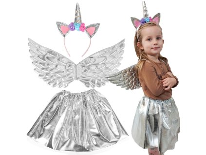 karnevalovy kostym jednorozec strieborny