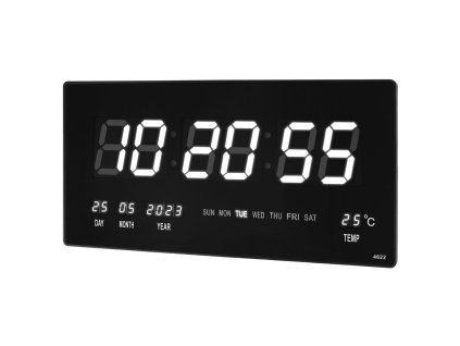 nastenne digitalne hodiny s kalendarom biele