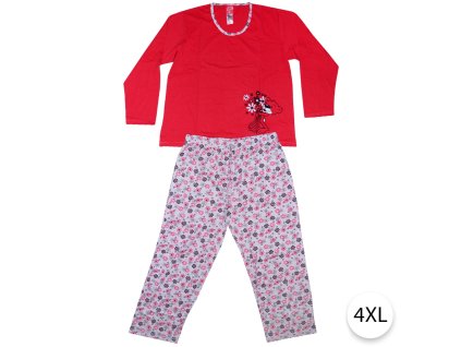 damske pyzamo kvety 4xl cervena