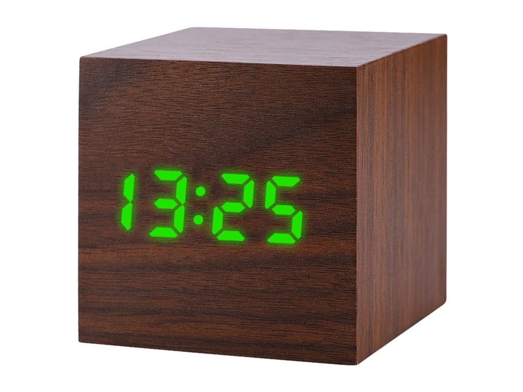 29711 jenifer vst 968 budik drevena kocka s reakciou na tlesknutie hnedy